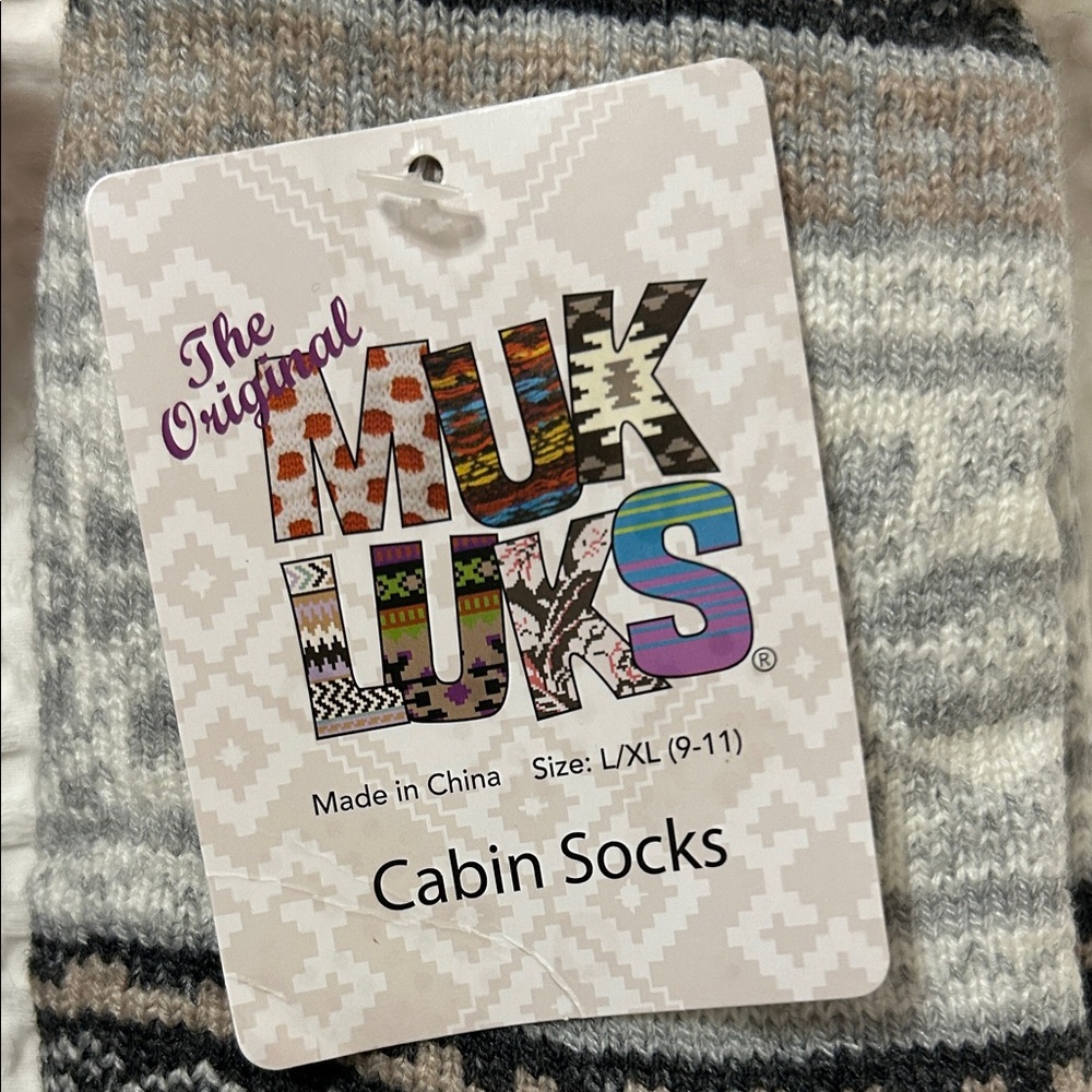 Muk Luks Striped Knit Slipper Socks x 2 pairs - Picture 3 of 6